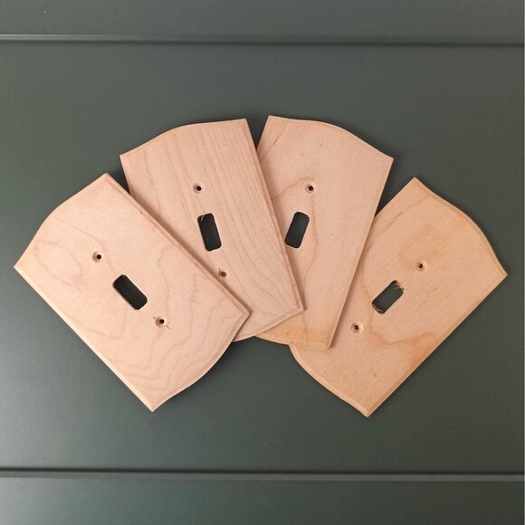 Lot Of Four (4) Raw Wood Single Light Switch Covers Large Old New Stock - Picture 1 of 10